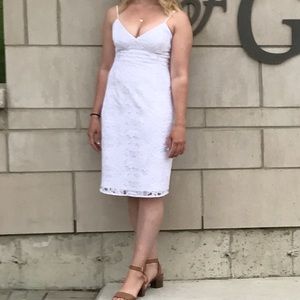 Guess White Lace Knee Length Body Con Dress